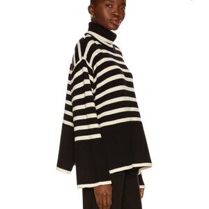 Striped Black and White Turtleneck Sweater